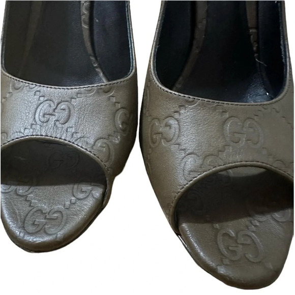 Gucci Guccissima Leather Peep Toe Pumps Size 38.5 Authentic - Picture 10 of 12